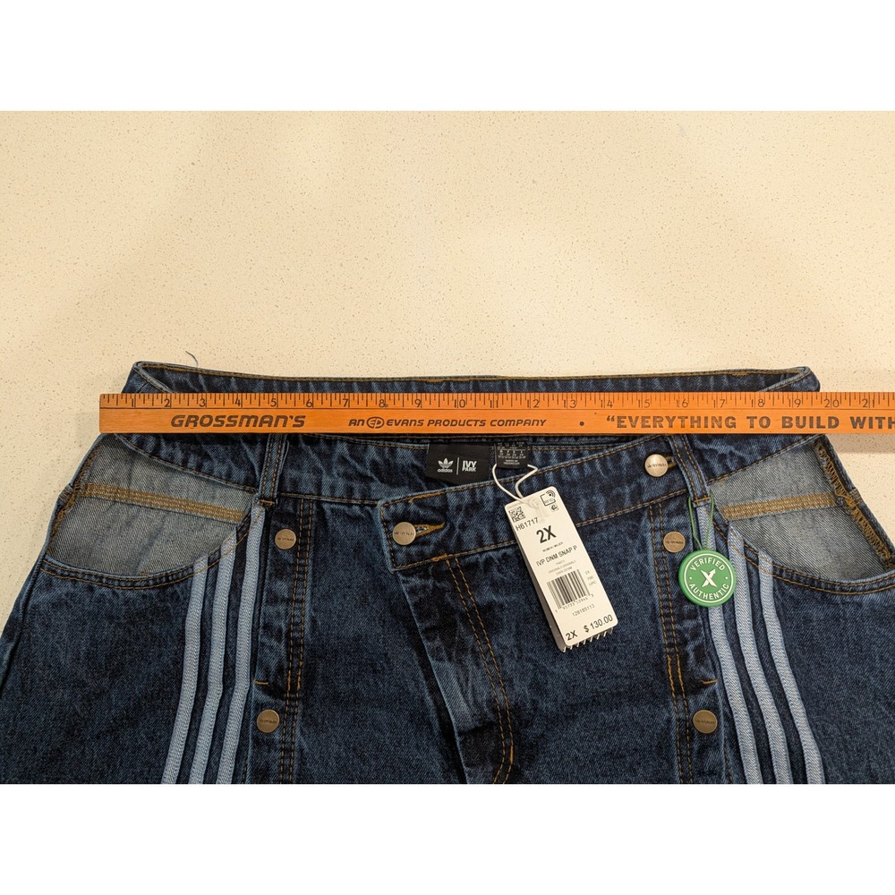 Adidas Ivy Park Denim Snap Pants Dark Blue Wide Leg 2X - Picture 4 of 13